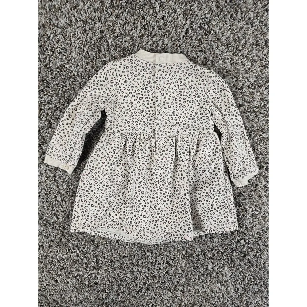 Carters Baby Girls Sz 12M Long Sleeve Sweater Dress Leopard Print Pink Tan